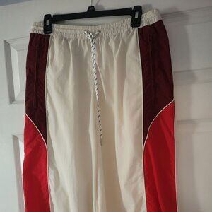 BDG Wide Leg Elastic Waist Drawstring Pants Cream/Red M
